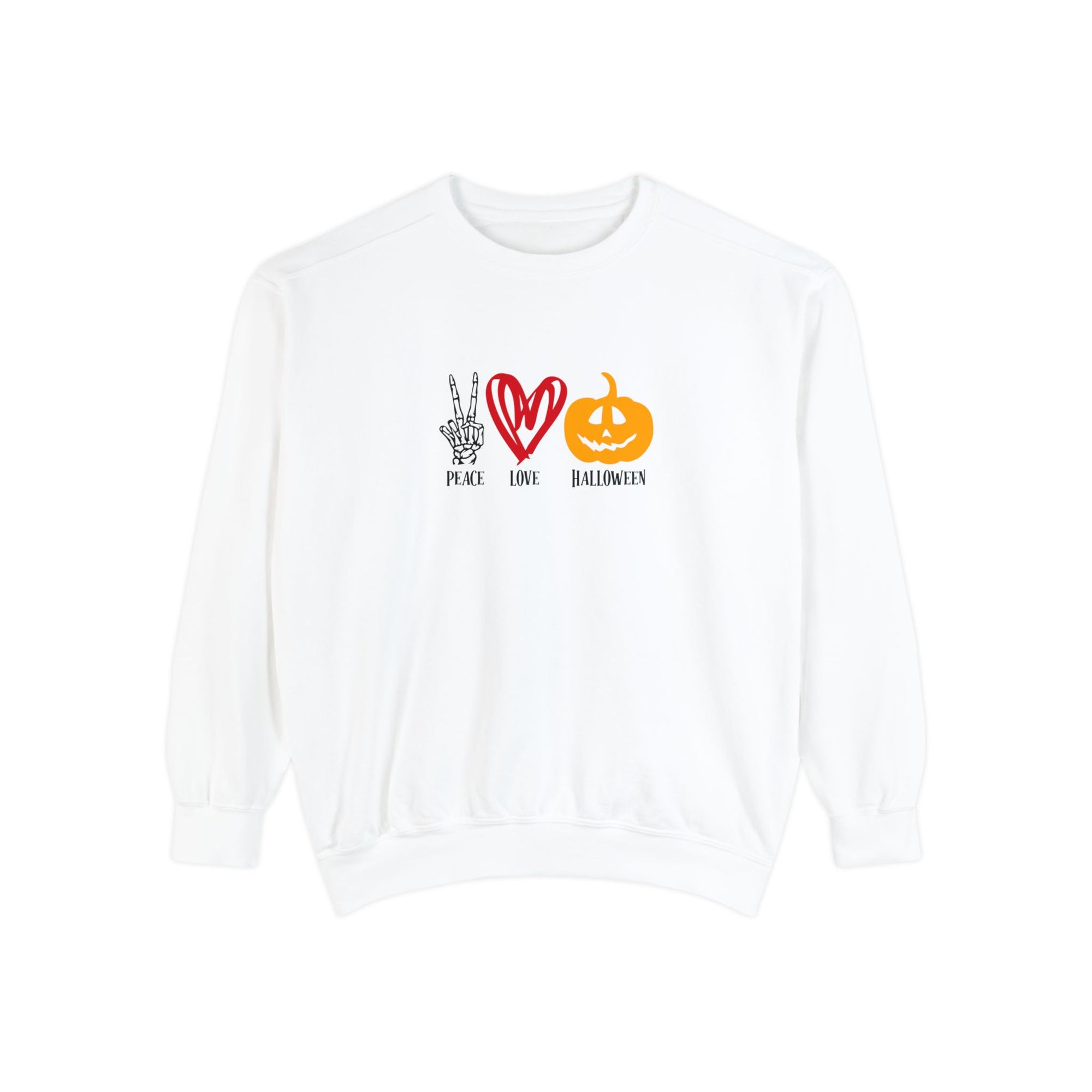 Sudadera de Halloween con mensaje "Paz y amor"