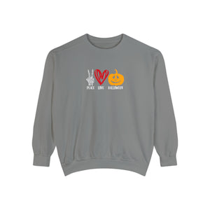 Peace Love Halloween Sweatshirt - Teal Edition