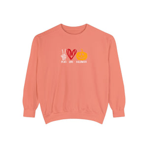 Peace Love Halloween Sweatshirt - Teal Edition