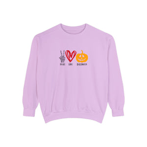 Sudadera de Halloween con mensaje "Paz y amor"