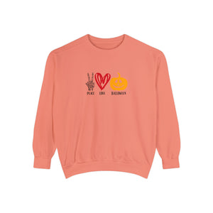 Sudadera de Halloween con mensaje "Paz y amor"