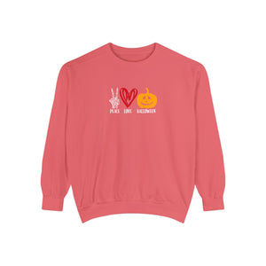 Peace Love Halloween Sweatshirt - Teal Edition